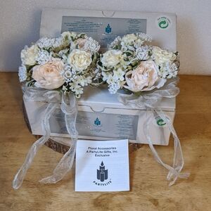 PartyLite 1" Champagne Rose Pair Of Taper Candle Rings X 2 P7809